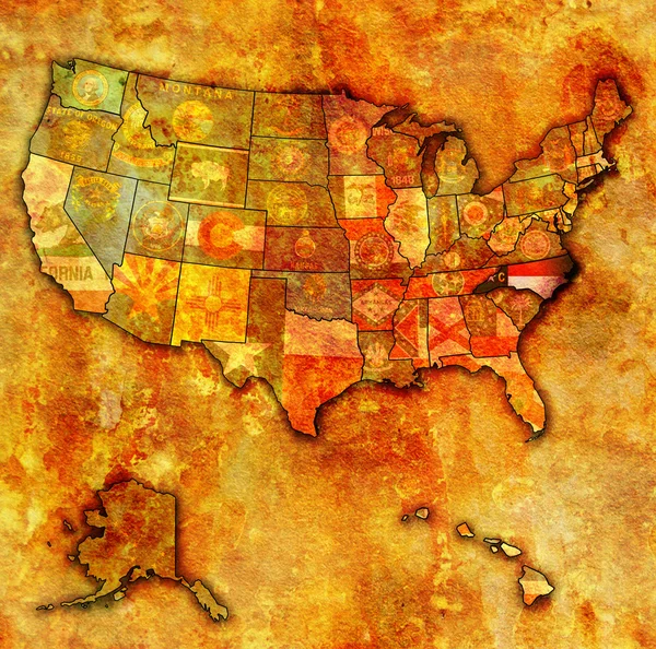 Carolina nord sulla mappa di usa — Foto Stock