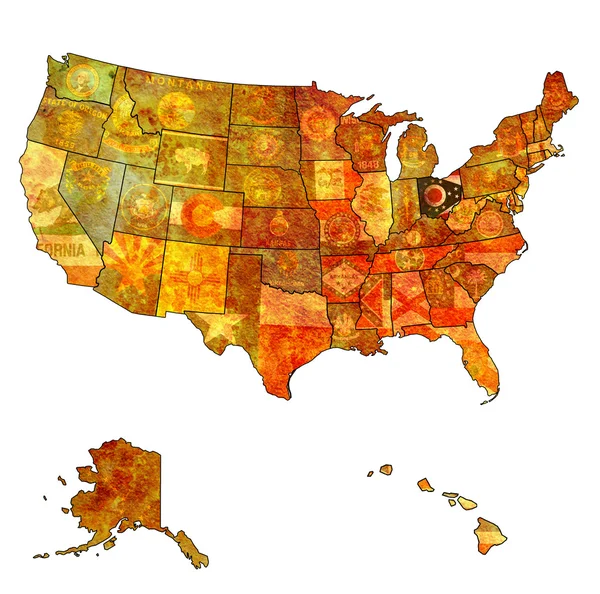 Ohio en el mapa de usa —  Fotos de Stock