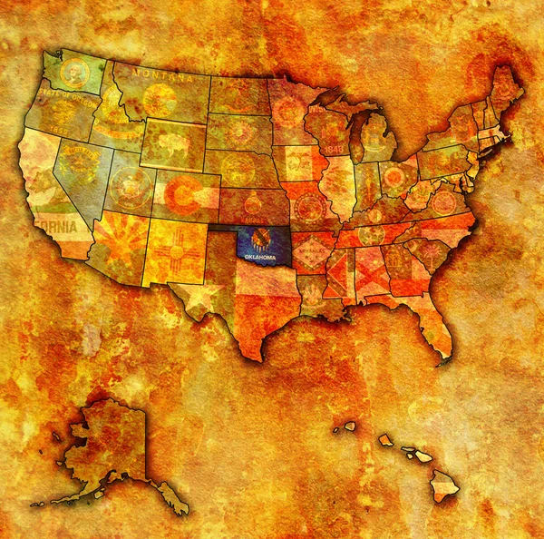 Oklahoma on map of usa — Stock Photo, Image