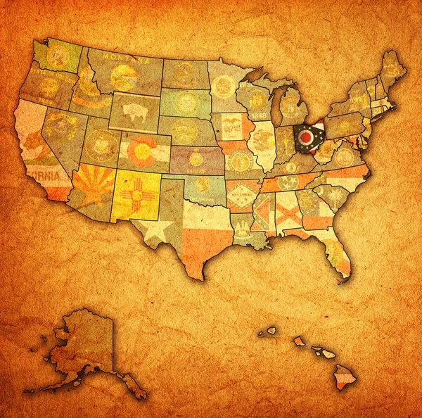 Ohio auf der Karte von USA — Stockfoto