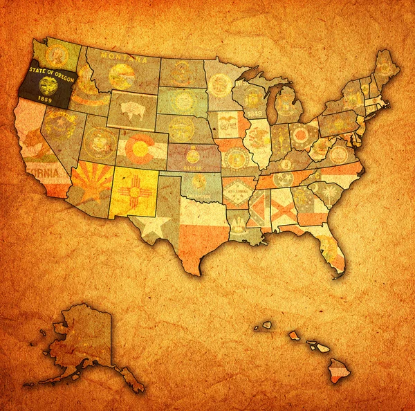 Oregon sulla mappa di usa — Foto Stock