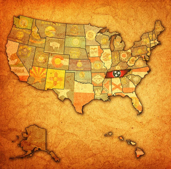 Tennessee en el mapa de EE.UU. — Foto de Stock