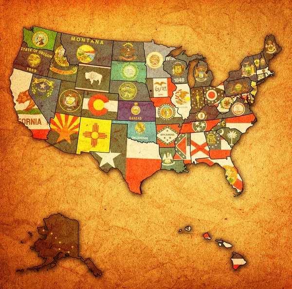 State flags on map of usa — Stock Photo, Image