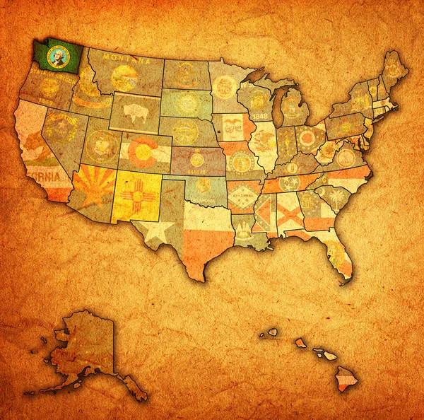 Washington on map of usa — Zdjęcie stockowe