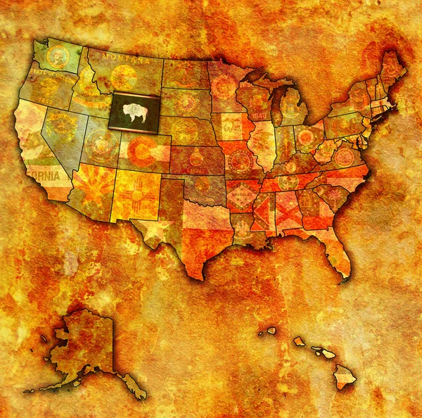 Wyoming sulla mappa di usa — Foto Stock