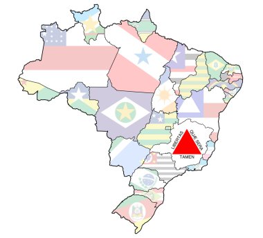 Minas gerais eyalet Brezilya harita üzerinde