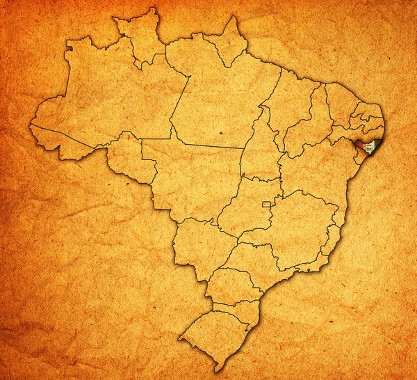 Штат Алагоас на карте Бразилии — стоковое фото