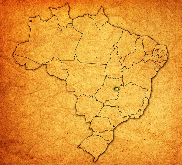 Distrito federal state on map of brazil — Stock Photo, Image