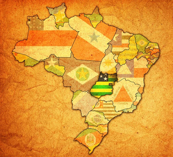 Goiás estado no mapa do brasil — Fotografia de Stock