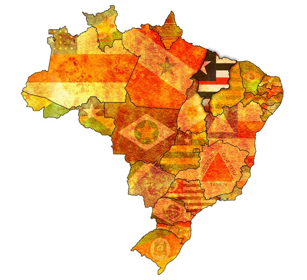 Maranhao state sulla mappa di Brasile — Foto Stock