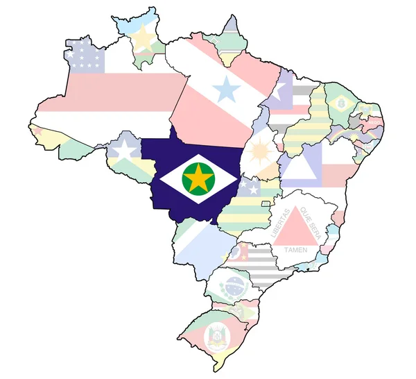 巴西的马托格罗索州在地图上 — 图库照片