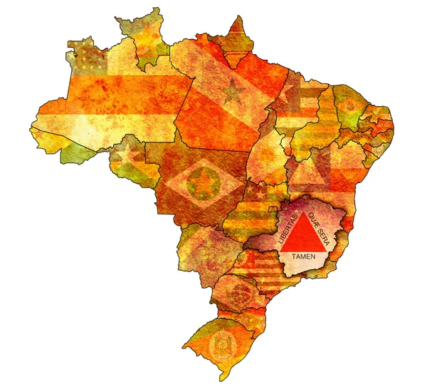 Estado de minas gerais no mapa do brasil — Fotografia de Stock