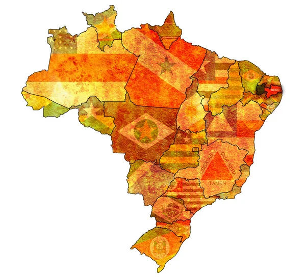 Estado da paraíba no mapa do brasil — Fotografia de Stock