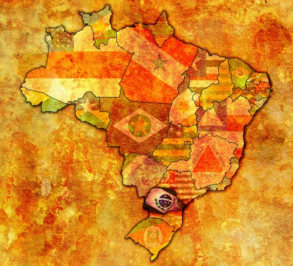 Parana estado en el mapa de Brasil —  Fotos de Stock