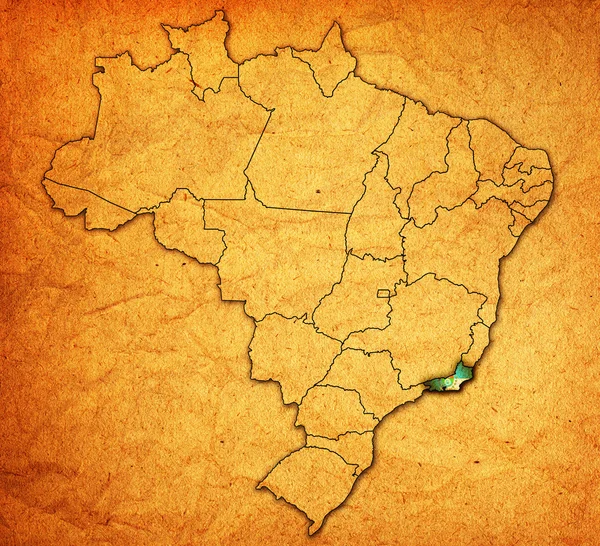 Rio de janeiro state on map of brazil — Stock Photo, Image