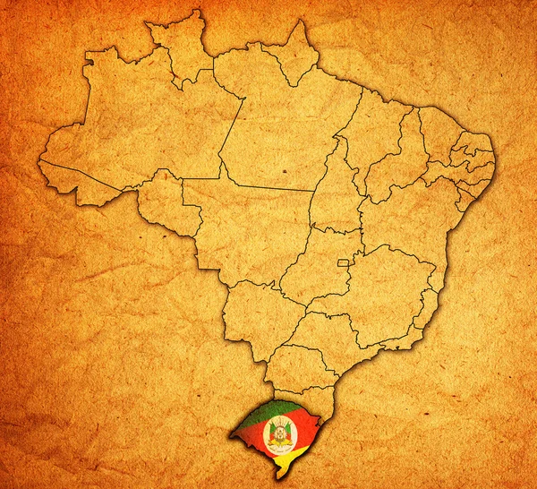 Rio grande do sul no mapa do brasil — Fotografia de Stock