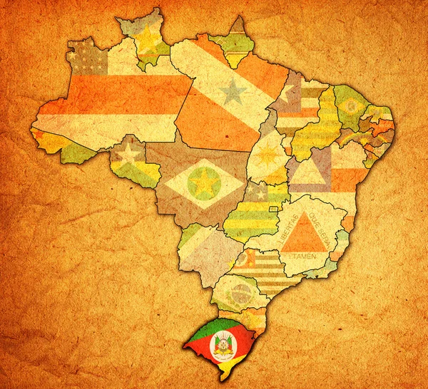 Rio grande sul op kaart van BraziliëRio grande sul Brezilya haritası üzerinde yapmak — Stok fotoğraf