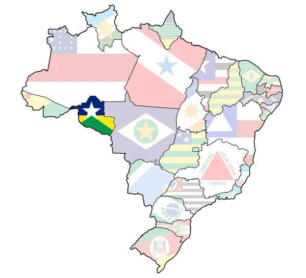 Штат Рондония на карте Бразилии — стоковое фото