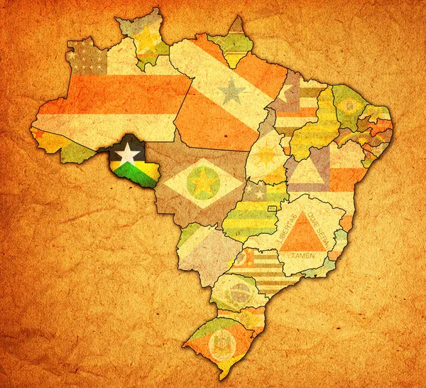 Rondonia estado en el mapa de Brasil — Foto de Stock