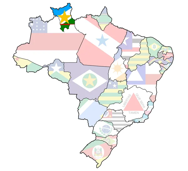 Штат Рорайма на карте Бразилии — стоковое фото