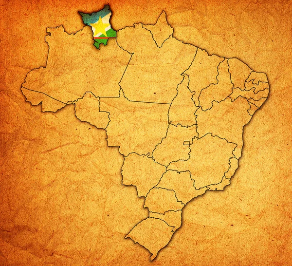 Roraima état sur la carte de Brésil — Photo