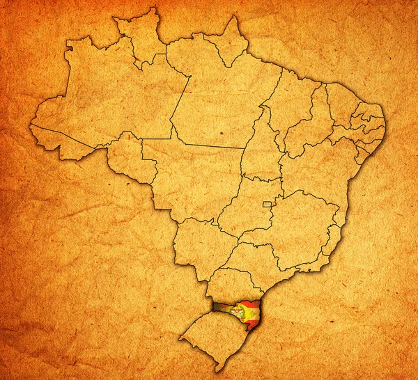 Государство Санта-Катарина на карте Бразилии — стоковое фото