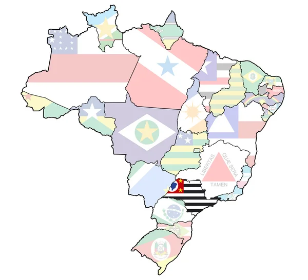 Штат Сан-Пауло на карте Бразилии — стоковое фото