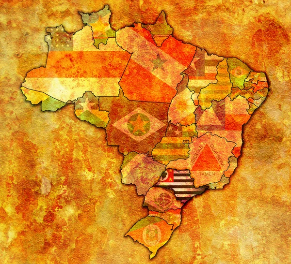 Sao paulo estado en el mapa de Brasil — Foto de Stock