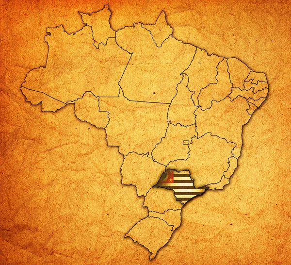 Штат Сан-Пауло на карте Бразилии — стоковое фото