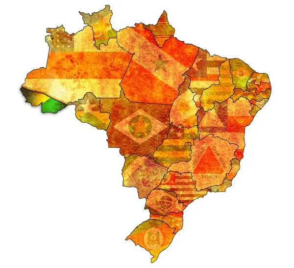 Acre état sur la carte de brésil — Photo