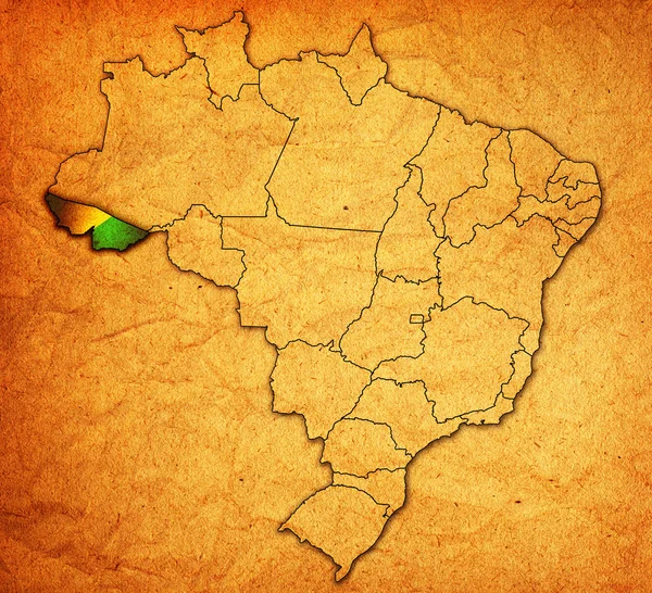 Acre state on map of brazil — Stock Photo, Image