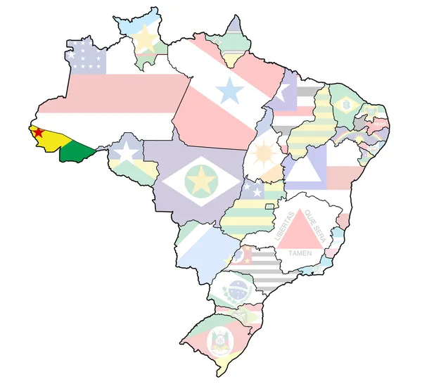 Acre State auf der Karte von Brasilien — Stockfoto