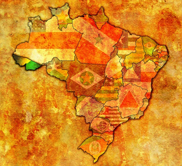 Acre state on map of brazil — Stock Photo, Image