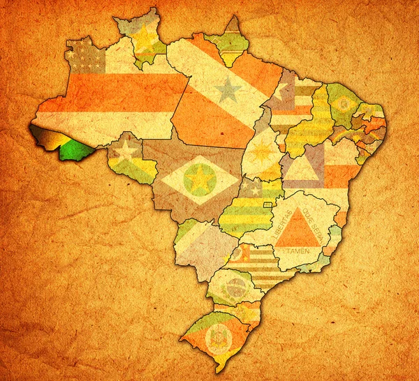 Acre state on map of brazil — Stock Photo, Image