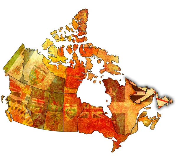Newfounland a labrador na mapě Kanady — Stock fotografie