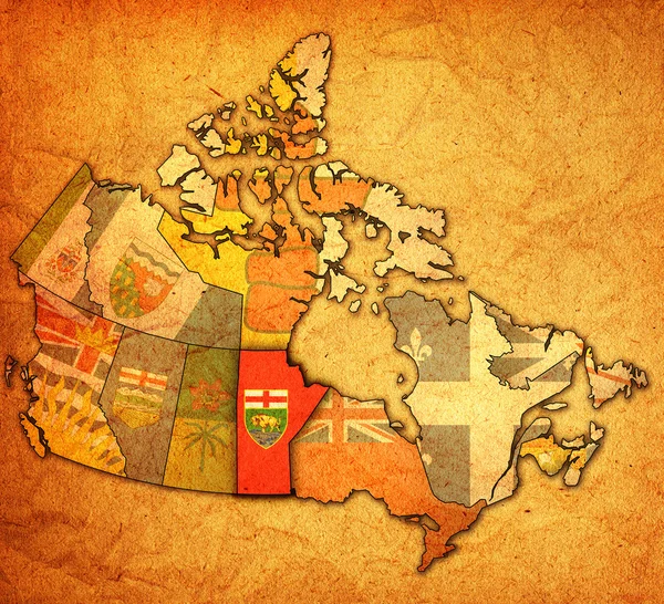 Manitoba no mapa de canada — Fotografia de Stock