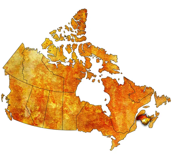 Neue brunswick auf der karte von kanada — Stockfoto