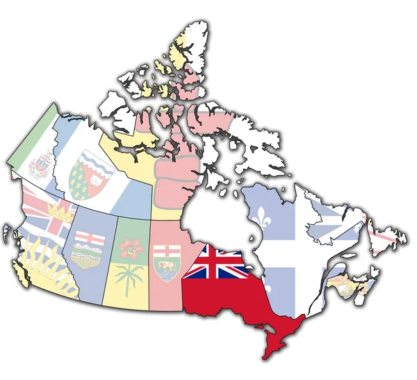 Ontario na mapě Kanady — Stock fotografie