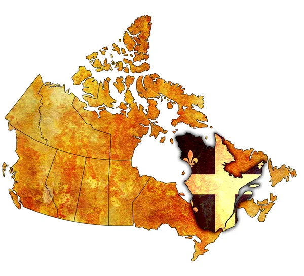 Quebec na mapě Kanady — Stock fotografie