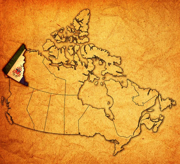 Yukon på karta över Kanada — Stockfoto