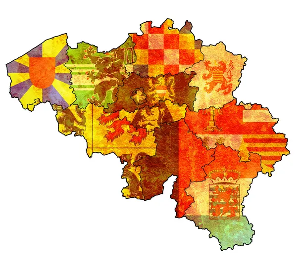 Provincias en el mapa de belgium — Foto de Stock