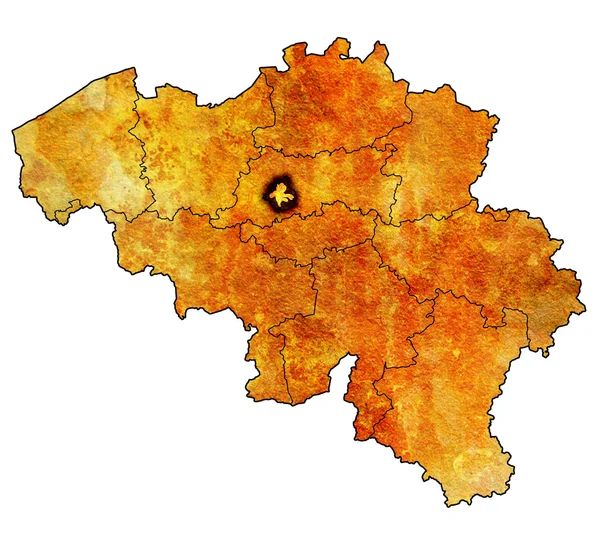 Brussels on map of belgium — Stock Photo, Image