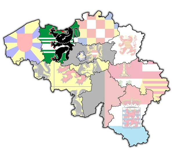 Flandes Oriental en el mapa de Bélgica — Foto de Stock