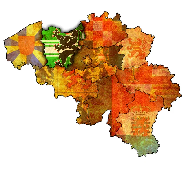 Fiandre orientali sulla mappa di belgio — Foto Stock