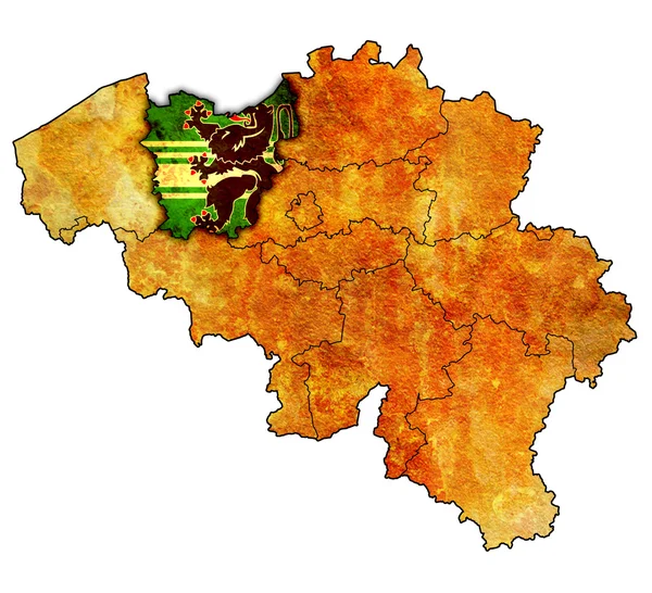 Oost Vlaanderen op de kaart van België — Stockfoto