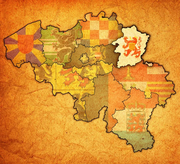 Limburg на карте Бельгия — стоковое фото