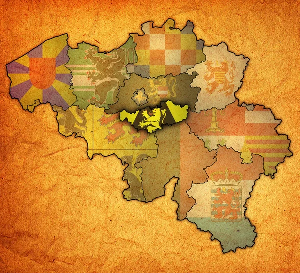 Valonský brabant na mapu Belgie — Stock fotografie
