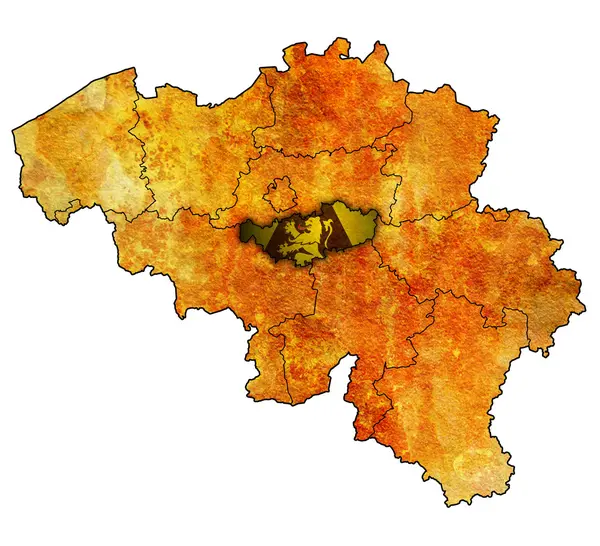 Vallonien Brabant på kort over Belgien - Stock-foto