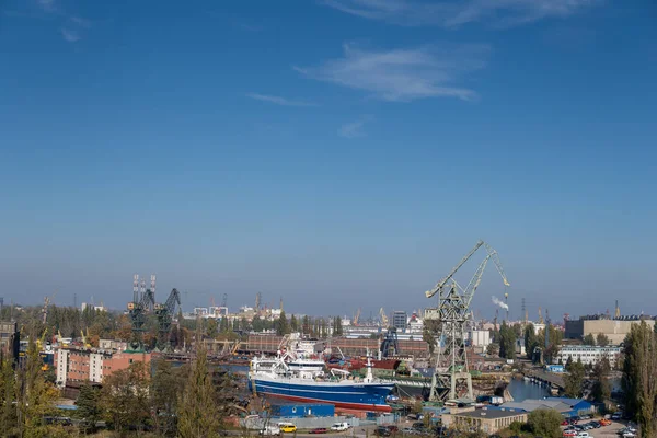 Octobre 2018 Gdansk Pologne Vue Haut Bâtiment Sur Les Grues — Photo