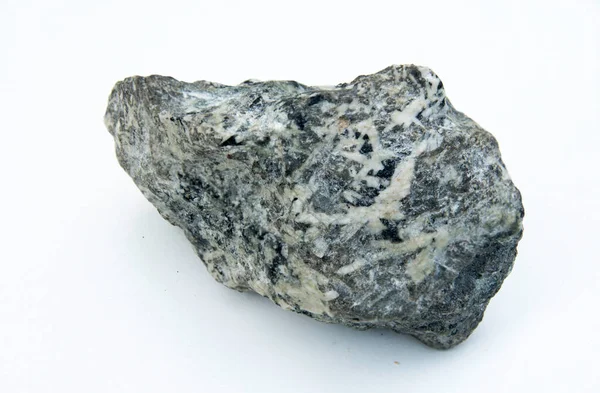 Блискуча Скеля Ізольована Білому Тлі — стокове фото